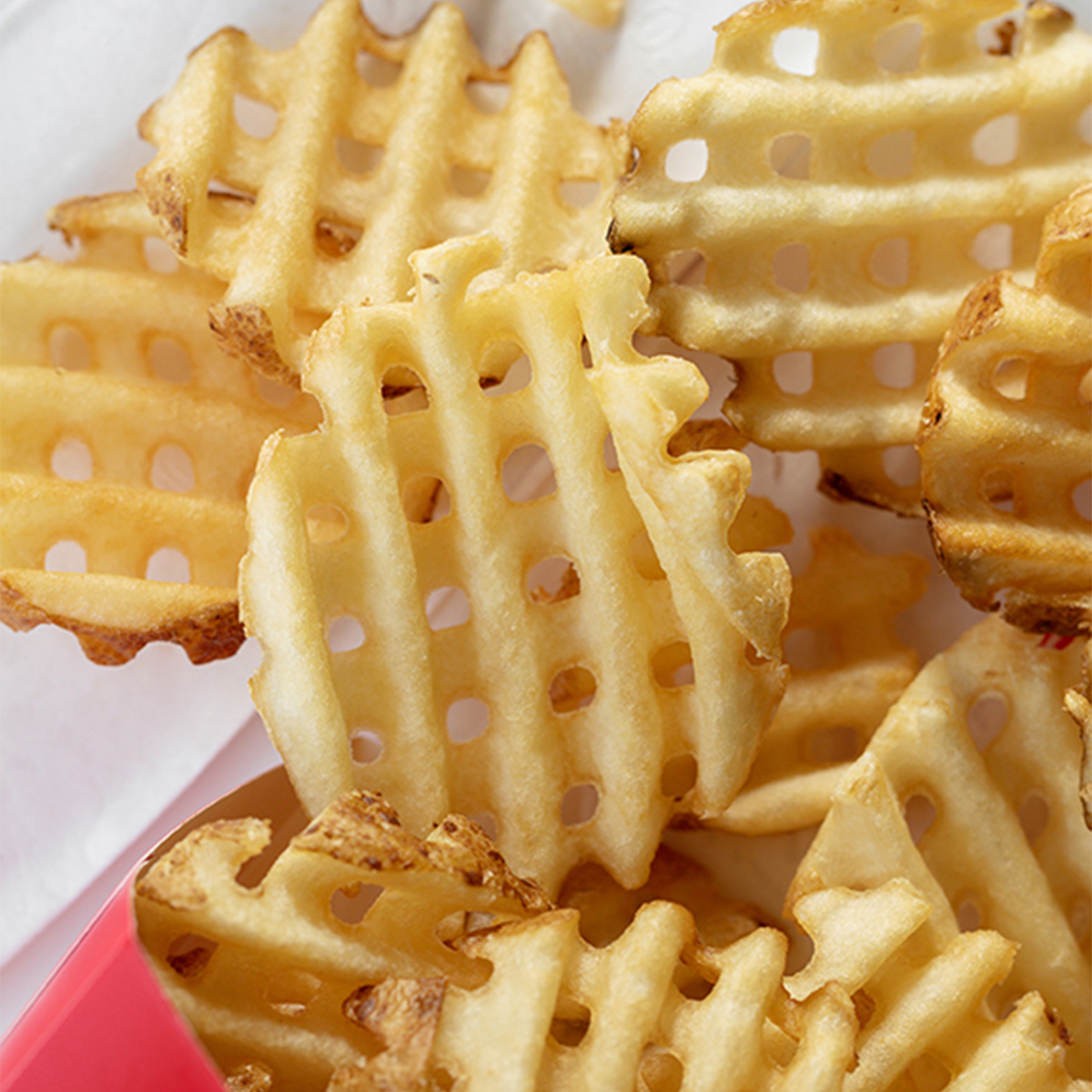 Close-up of waffle potato fries
