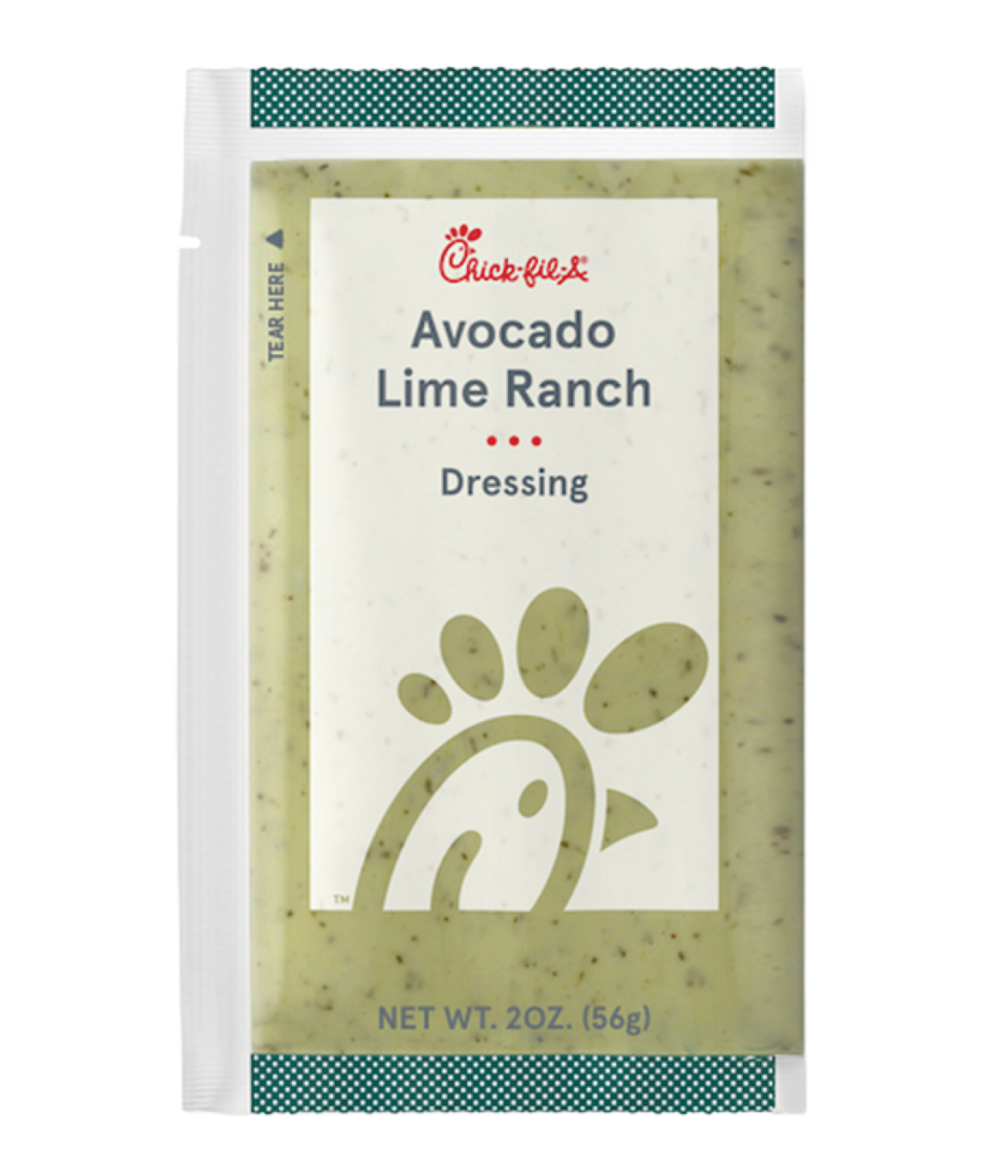 Avocado lime ranch dressing in a sauce packet