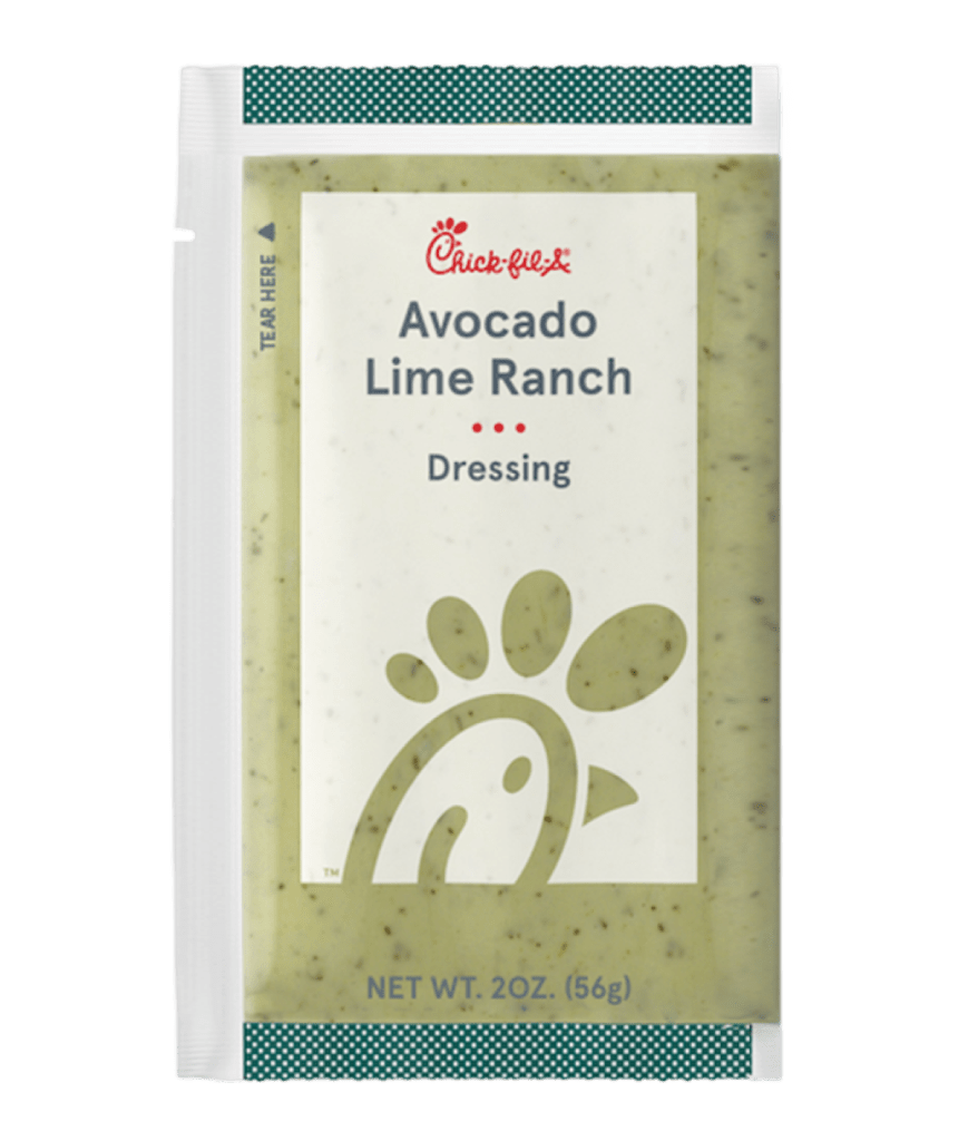 Avocado Lime Ranch dressing in a sauce packet