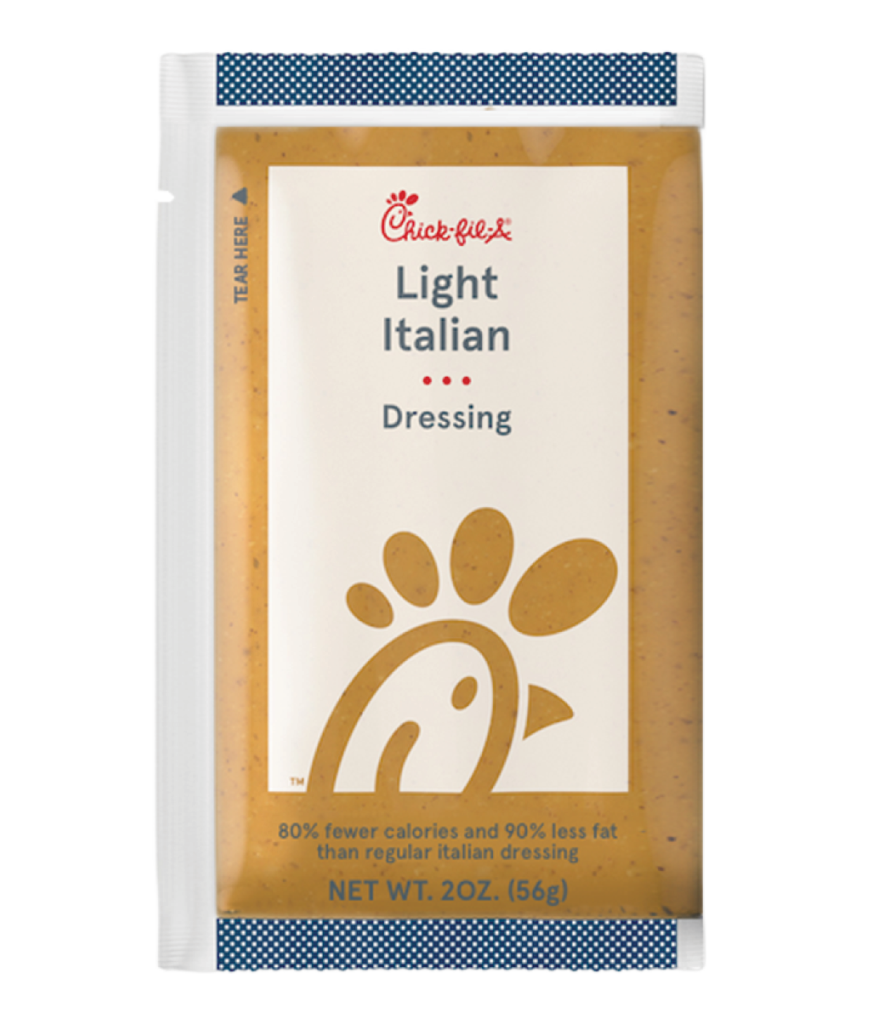 Light italian dressing in a sauce packet