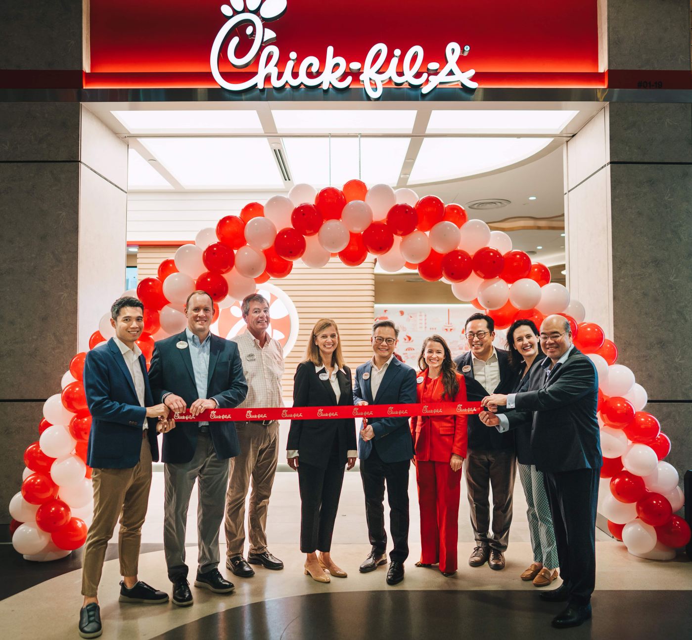 Ribbon cutting at the opening of the Chick-fil-A Bugis+ Restaurant